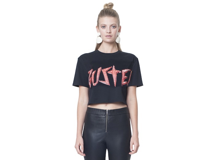 BLACK BUSTED CROP - FRONT